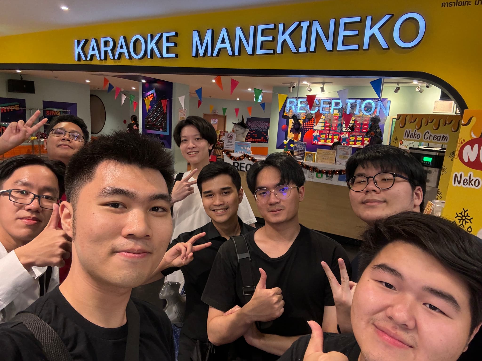 Me and my friends at Manekineko, a karaoke in Bangkok